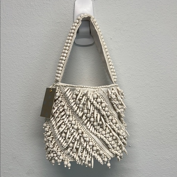 Antik Kraft Handbags - Antik Kraft White ✨🤍 Beaded Shoulder Bag with Fringe